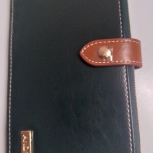 Green and Brown Wallet with Gold Accent